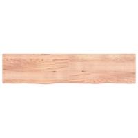 VidaXL Wastafelblad 220x50x(2-6) cm behandeld massief hout lichtbruin - thumbnail