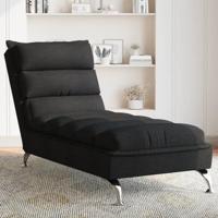 Chaise longue met kussens stof zwart - thumbnail
