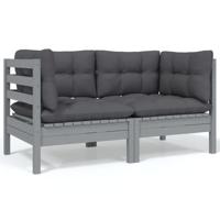 7-delige Loungeset met kussens massief grenenhout - thumbnail