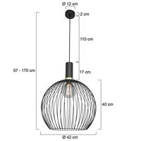 Mexlite Hanglamp aureole 3068zw zwart - thumbnail