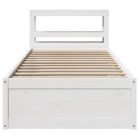 Bedframe met hoofdbord massief grenenhout wit 75x190 cm - thumbnail