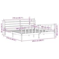 Bedframe met hoofdbord massief grenenhout wasbruin 200x200 cm - thumbnail