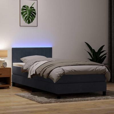 Boxspring met matras en LED fluweel donkergrijs 90x220 cm