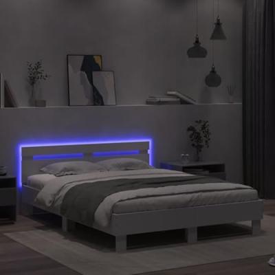 Bedframe met hoofdeinde en LED wit 150x200 cm