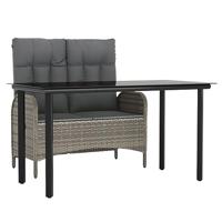 2-delige Tuinset met kussens poly rattan grijs - thumbnail