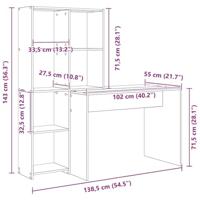 Bureau met plank Gerookt eiken 138.5 x 55 x 143 cm Bewerkt hout - thumbnail