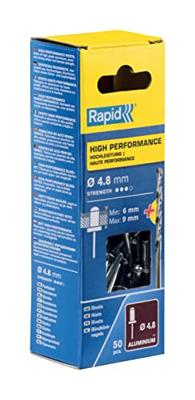 Rapid High performance blindklinknagels Ø4,8 x 12 mm, 50 stuks + boor - 5000388 - 5000388 Rapid High performance blindklinknagels Ø4,8 x 12 mm, 50 stuks + boor - 5000388 - 5000388