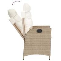 Tuinstoelen 2 st verstelbaar met kussens poly rattan beige - thumbnail