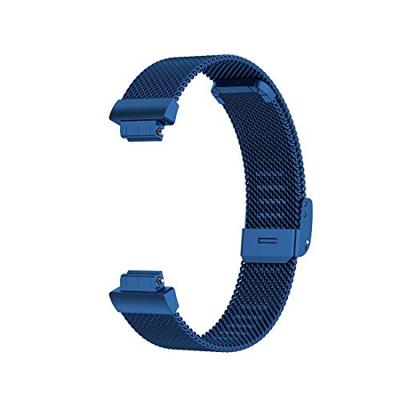 By Qubix - Compatible met Fitbit Inspire Milanese bandje met gesp - Maat: Large - Blauw - Compatible fitbit bandje