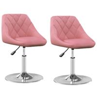 Eetkamerstoelen draaibaar 2 st fluweel roze - thumbnail