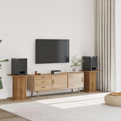 Speakerstandaards 2 st 30x30x60 cm hout artisanaal eikenkleurig Speakerstandaards 2 st 30x30x60 cm hout artisanaal eikenkleurig