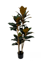 Rubberboom kunstplant 140 cm - Ficus elastica met 3 stammen - thumbnail