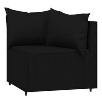 Tuinhoekbanken met kussens 2 st poly rattan zwart - thumbnail