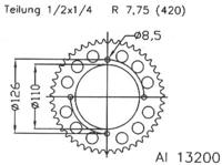 ESJOT Chain wheel 420 47z alu silver - thumbnail