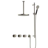 Hotbath Cobber IBSW70 Regendoucheset inbouw - 30cm plafondarm - 30cm ronde hoofddouche - 3 standen handdouche - glijstang - Geborsteld nikkel IBSW70GN1357 - thumbnail