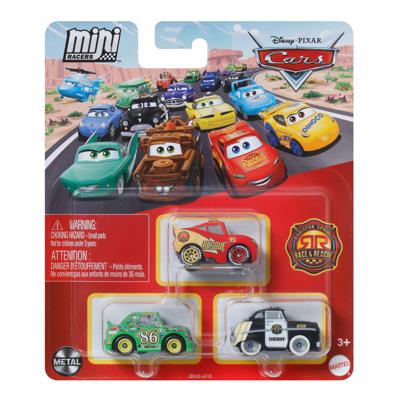 Mattel Disney pixar cars mini racers auto's, 3st.