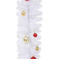 Kerstslinger versierd met kerstballen 10 m wit - thumbnail