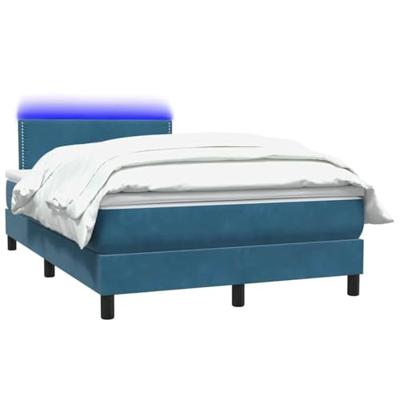Boxspring met matras en LED fluweel donkerblauw 120x210 cm