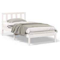 Bedframe met hoofdeinde Wit 90 x 190 cm Massief grenenhout - thumbnail