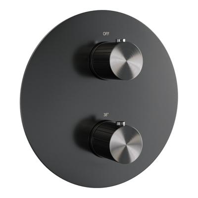 Brauer Stripe 3-weg inbouwthermostaat rond met in- en afbouwdelen gunmetal geborsteld PVD