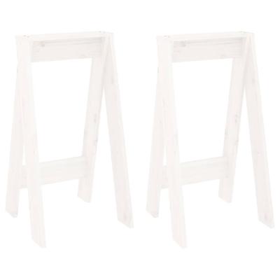 Krukken 2 st 40x40x75 cm massief grenenhout wit