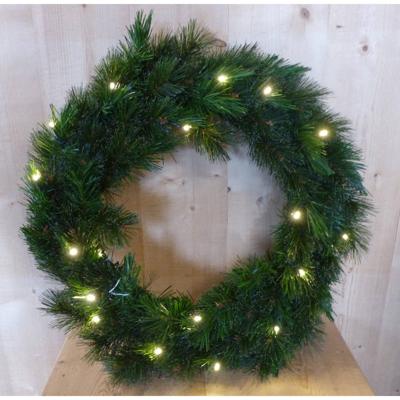 Kunstkrans groen dia. 30 cm met lampjes op batterij Warentuin Natuurlijk - Warentuin natuurlijk