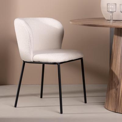 Nohr Eetkamerstoel 'Almetra' Bouclé, kleur Wit Nohr Eetkamerstoel 'Almetra' Bouclé, kleur Wit