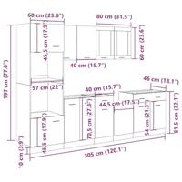 7-delige Keukenkastenset Lyon bewerkt hout artisanaal eikenkleurig - thumbnail