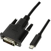 LogiLink UA0331 USB-C-displaykabel USB-C / DVI Adapterkabel USB-C stekker, DVI-D 24+1-polige stekker 1.80 m Zwart - thumbnail