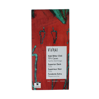 Chocolade puur chili 70% bio 80 Gram