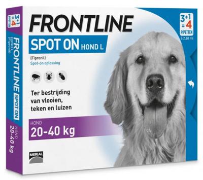 Frontline Spot On Hond Large Anti vlooien en tekenmiddel - 20 - 40 kilo 3 pipetten - thumbnail