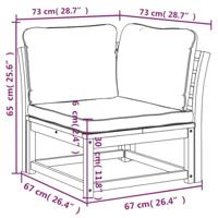 Tuinhoekbank met kussens 73x73x65 cm massief acaciahout - thumbnail