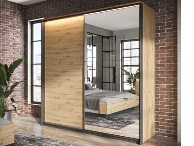 Kledingkast QUANTINO 2 schuifdeuren artisan eik/zwart Kledingkast QUANTINO 2 schuifdeuren artisan eik/zwart