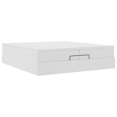 Ottoman bed met matrassen 200x200cm kunstleer wit