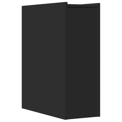 Badkamerkast smal met wielen bewerkt hout zwart Badkamerkast smal met wielen bewerkt hout zwart