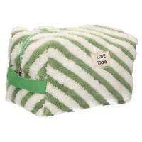 Traveller Toilettas badstof stripe groen 23cm x 13cm - thumbnail
