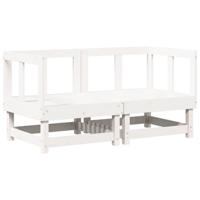 Hoekbanken 2 st met kussens massief grenenhout wit - thumbnail