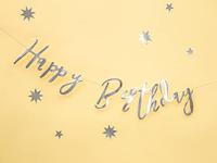 Letterslinger Happy Birthday Zilver - 16x62 cm - thumbnail