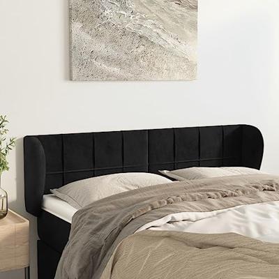 Hoofdbord met randen 147x23x78/88 cm fluweel zwart