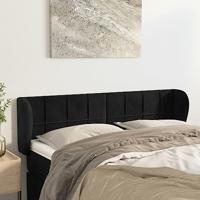 Hoofdbord met randen 147x23x78/88 cm fluweel zwart - thumbnail