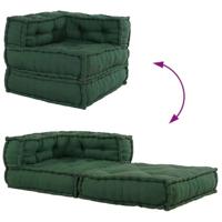vidaXL Poef modulair 70x70x54 stof groen, bank, converteerbare bank, stoffen bank, modulaire bank, pallet kussen, vloer bank, bank, hoekbank - thumbnail
