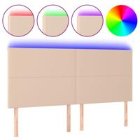 Hoofdbord LED 180x5x118/128 cm kunstleer cappuccinokleurig - thumbnail