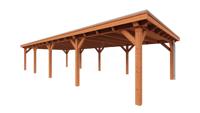 Trendhout Overkapping Toscane 1230x545 cm- Plat dak- Onbehandeld lariks Douglas hout- Trendhout - thumbnail