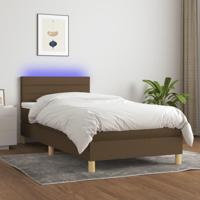 Boxspring met matras en LED stof donkerbruin 90x190 cm - thumbnail