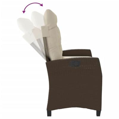 Tuinbankje verstelbaar met kussens poly rattan bruin