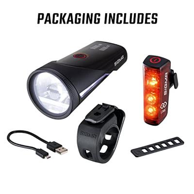 Sigma Verlichtingset aura 100 usb koplamp + blaze link achterlicht
