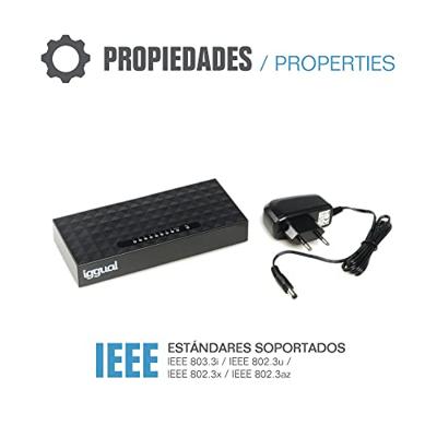 Schakelaar iggual GES8000 Gigabit Ethernet 16 Gbps Schakelaar iggual GES8000 Gigabit Ethernet 16 Gbps