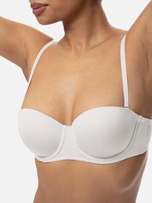 Balconette BH - Strapless - Michelle - Bh met verwijderbare bandjes - Wit - Zwart - Huidskleur - 70D - 70D