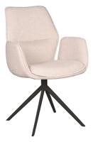 LABEL51 Eetkamerstoel Mellow - Naturel - Boucle - Zwart Metalen Frame - thumbnail