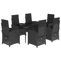 7-delige Tuinset met kussens poly rattan zwart - thumbnail